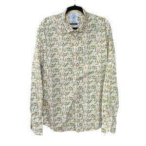 A FISH NAMED FRED Men's Lemon Print Shirt White Yellow Green XL